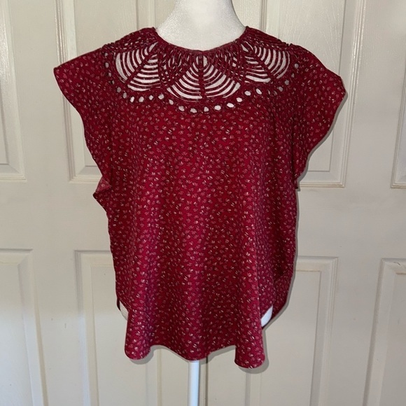 Anthropologie Ranna Gil Markie Cutwork Flutter Top - Picture 5 of 8